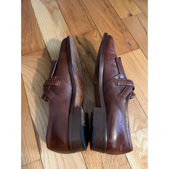 Vintage Leather Joan & David Handmade in Italy Brown Oxford 7.5 Narrow Fringe - Picture 3 of 8